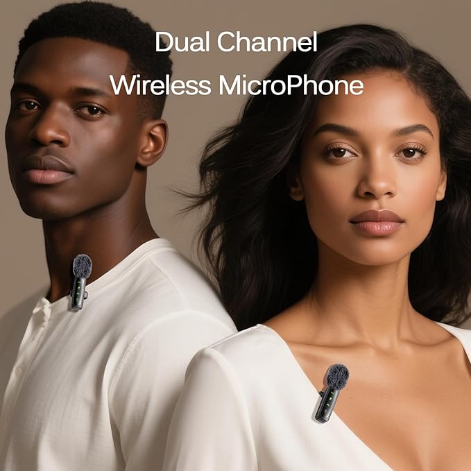 Professional Wireless Lavalier Lapel Microphone for iPhone, iPad, Mini Video Recording Mic for Interview Video Podcast Vlog YouTube & Livestream, Noise Reduction, Plug & Play (MIC With LCD Screen)