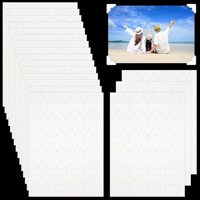 432 Pcs Photo Corners, Self Adhesive Picture Corners, Acid Free Corner Stickers for Scrapbooking, Photo Mounting Corners for DIY Scrapbook, Photo Album, Memory Books (White)