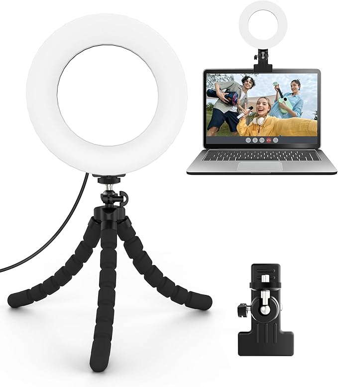 Video Conference Lighting Kit， Clip on Light Reading Lights， Ring Light, 360 ° Flexible Gooseneck Bed Night Light ，Computer Laptop Video Conferencing