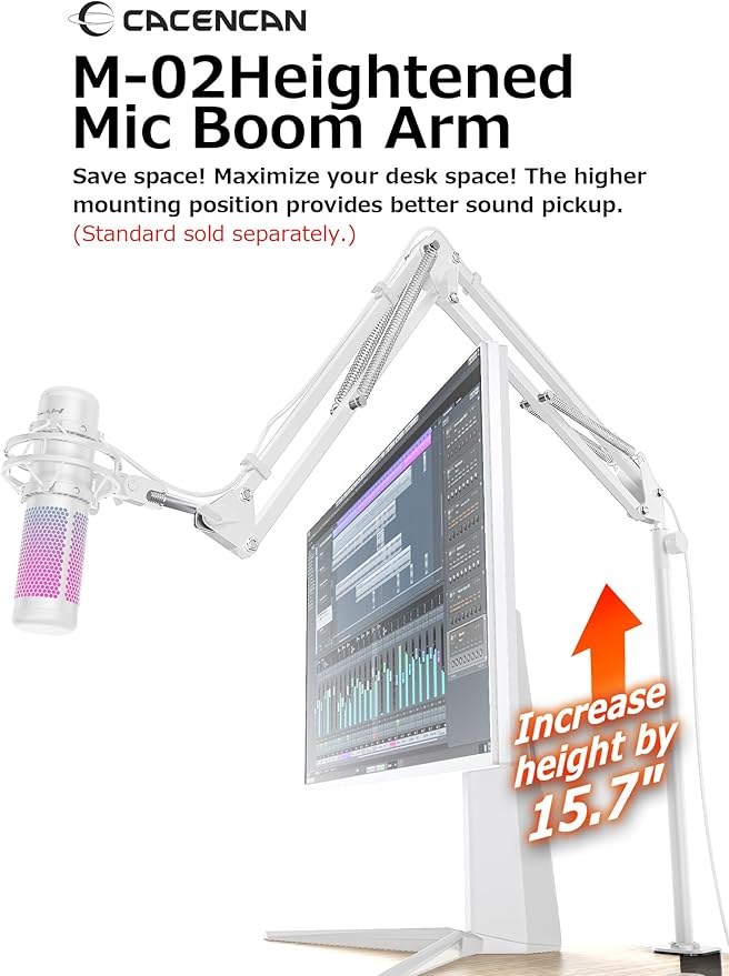 Mic Stand Adapter for 3/8" HyperX QuadCast Boom Armr(white)