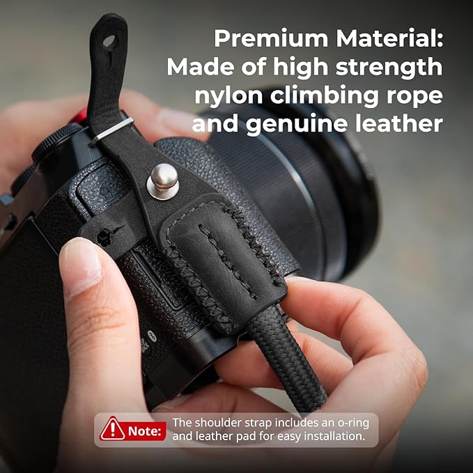 SMALLRIG Rope Camera Neck Shoulder Strap, Adjustable Braided Shoulder Strap with O-Ring and Leather Pad