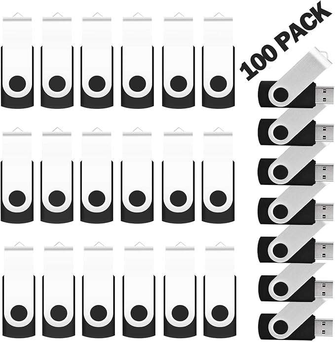 2GB Bulk Flash Drives 100 Pack, EASTBULL USB2.0 Bulk USB Drives Pack Thumb Drive Bulk USB Drive for Data Storage (Black, 100 Units)