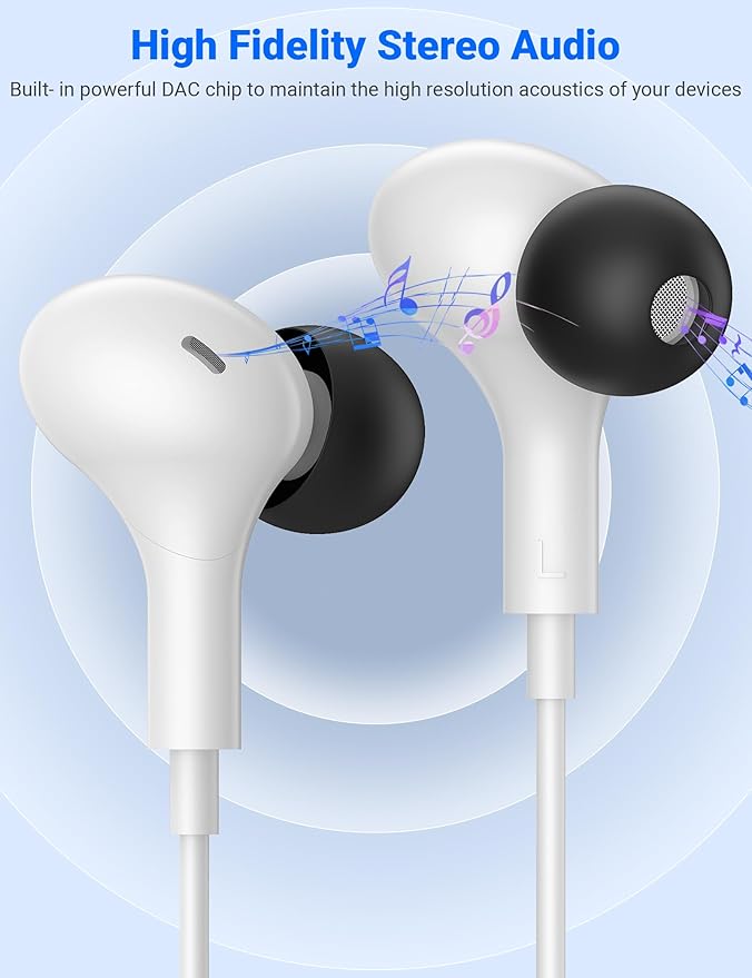 USB C Earbuds with Microphone Cute in Ear Wired Headphone USB-C Plug Ear Buds Corded Head Phone Magnetic Type C Earphone for iPhone 17 Pro Max 16 Plus 15 16e for Samsung A17 A16 S26 S25 S24