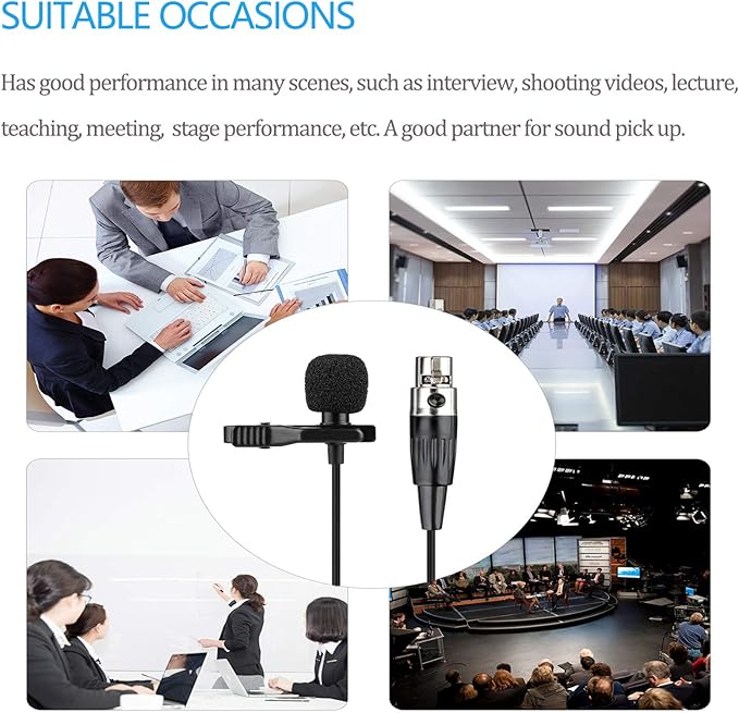 Lavalier Microphone Lapel Microphone Compatible with Shure Wireless Transmitter - Unidirectional Condenser Mic - Mini XLR TA4F Plug