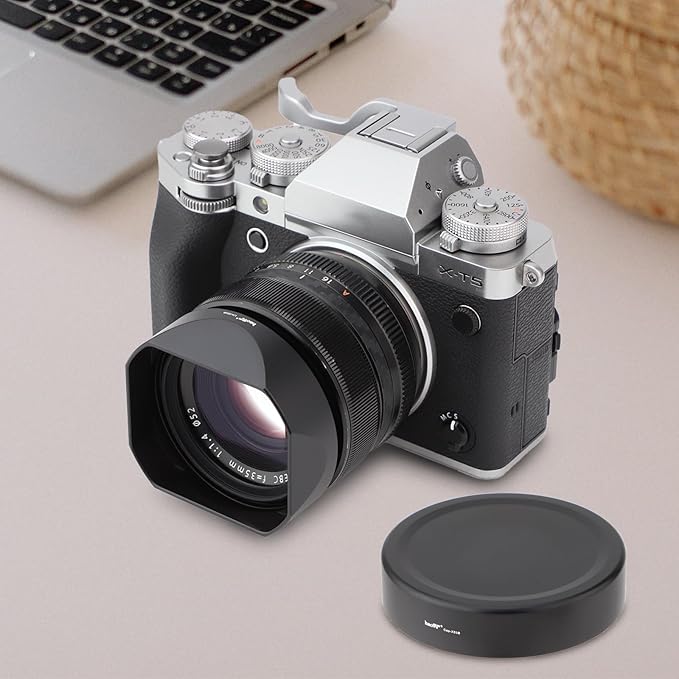 Haoge LH-X53B Square Metal Lens Hood Shade with Metal Cap for Fujifilm Fuji Fujinon XF 35mm F1.4 R / XF35mmF1.4 R Lens on Camera X-H1 XS-20 X-Pro3 X-T4 X-T3 X-T2 X-T30 X-T5