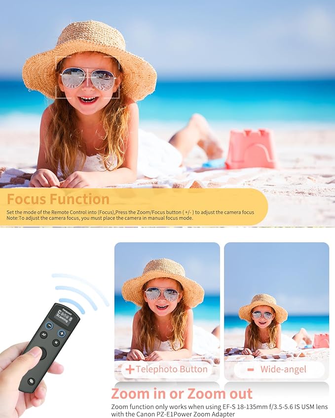 Hanpusen Rechargeable Camera Remote Control for Canon - Wireless Shutter Release with OLED Screen Compatible with R10, R8, R6 II, R100, R50, M50, SL3, R3, R5, R6, RP, R;Replaces Canon BR-E1(Black)