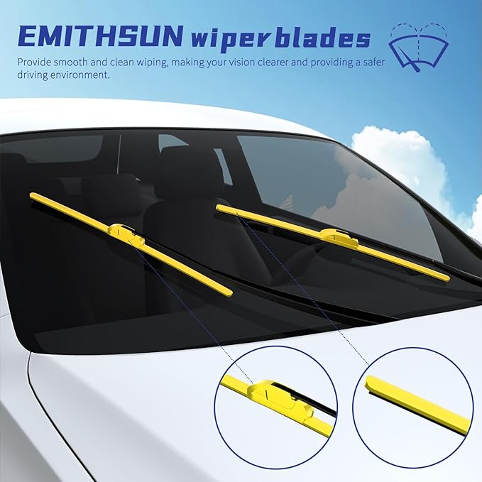 OEM QUALITY 24" + 18" Premium All-Seasons Durable Stable And Quiet Yellow Windshield Wiper Blades (Set of 2)