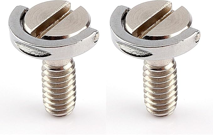 GOWENIC 2PCS Fat D Ring Camera Screws, Long Shank 1/4" 20 Stainless Steel Thread Quick Release Plate Mounting Screws for Tripod, Monopod, DSLR Camera Rig