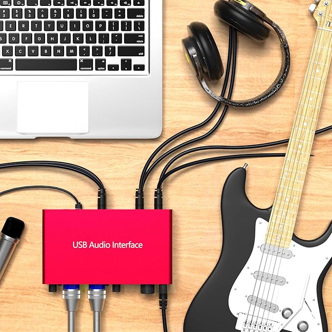 USB Audio Interface 4 Line Outputs & 2 Line Inputs with 48V Phantom Power 24Bit/192kHz for the Musicians, Vocalist, Podcaster, Works with Most DAWs and Recording Software(AR007-4 Line Outputs)