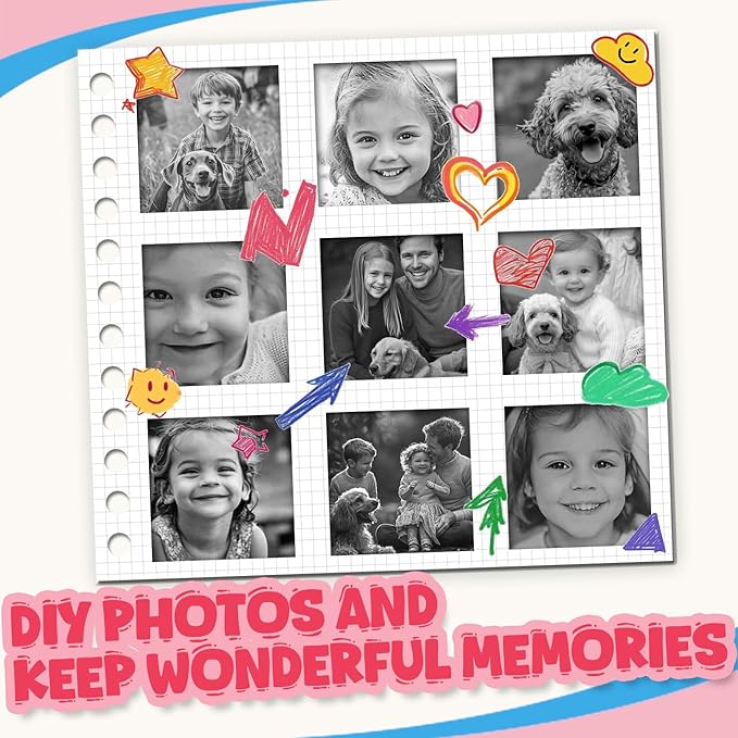 1410Pcs Mini Camera Mini Printer Thermal Paper Kids Camera Instant Print, 15Rolls Sets(94 Sheets/Roll) Photo Paper, Graffiti Doodle DIY Toys Stationery Drawing Gift for Children