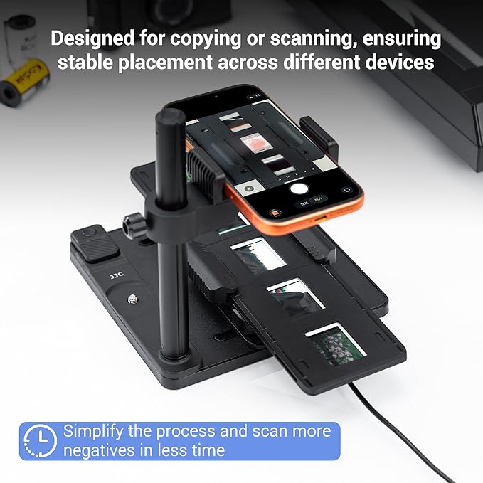 JJC Slide Mount Holder for 35mm Compatible with Film Scanners Copying Equipment, Holds 5 Negative Frames On Digitizing Adapter Set