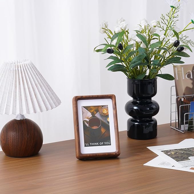 TEYCLZORE 4x6 Natural Walnut Picture Frame, Handmade Photo Frame, Display 3x4 Picture with Mat or 4x6 Without Mat, Tabletop Display and Wall Hanging