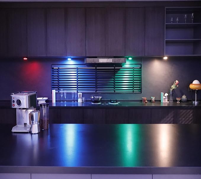 Puck Lights with Remote,Under Cabinet Lighting Wireless,Battery Operated RGB LED Lights Dimmable,7 Colors Push Lights for Closet,Kitchen,Under Counter Lights Bar Display Shelf (6pack)