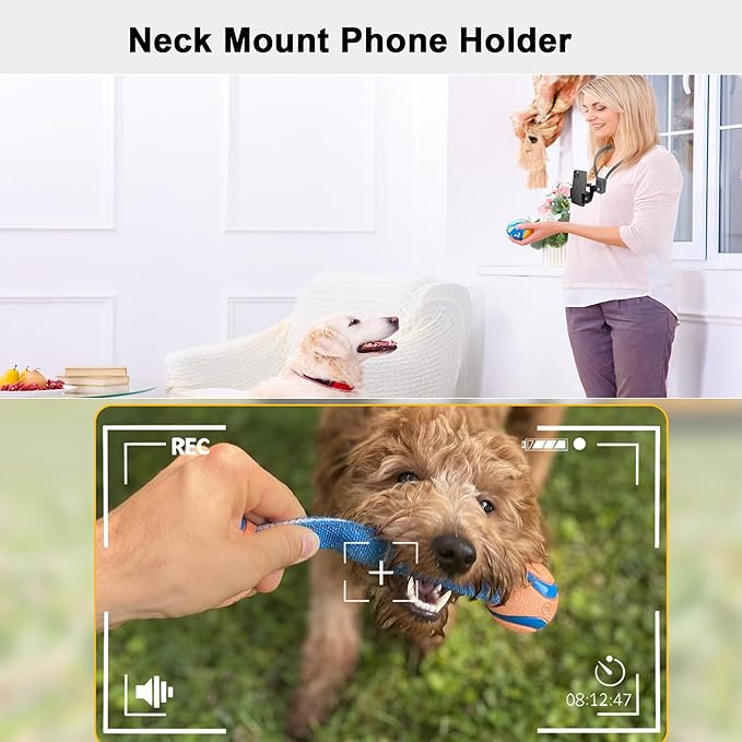Neck Mount for Phones, Hands Free POV/Vlog Filming, Neck Cell Phone Holder for Recording Cooking Riding Outdoor, Content Creator Essentials Compatible with iPhone Android Smartphones (Black)