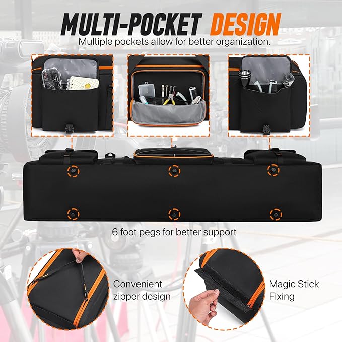 Tripod Carrying Case,50 Inch Tripod Light Stand and Photography Lighting Kit Bag,Photo Studio Equipment Large Carrying Bag with Removable Padding,for Tripods,Monopods,Speaker Stands,Mic Stand