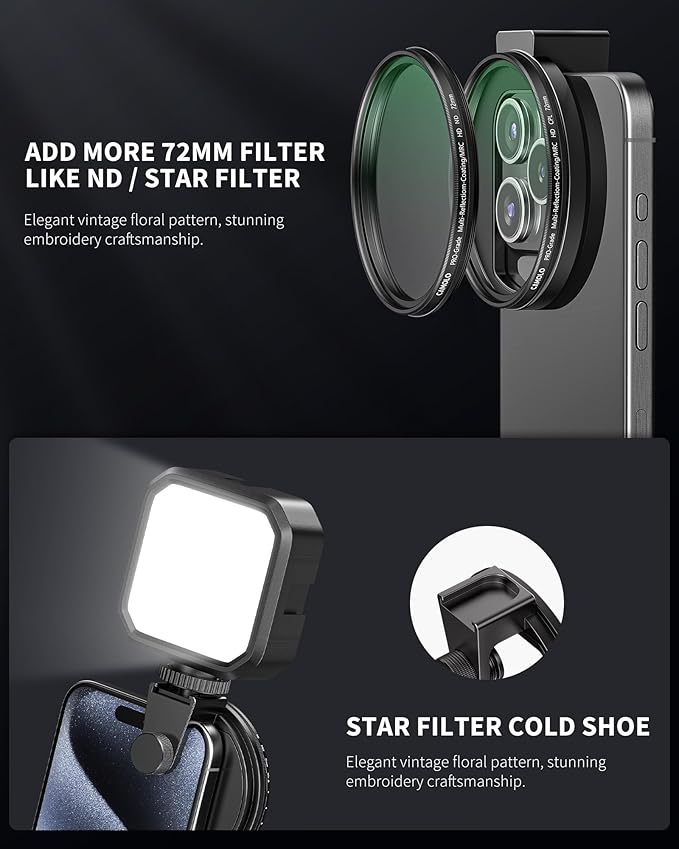 CPL Filter for Phone, 72mm Camera Polarized Lens Polarizing Filter with Metal Cold Shoe Phone Clip Compatible with iPhone 17 16 15 14 13 12 11 X XS Plus PRO Max Samsung Galaxy Motorola Pixel