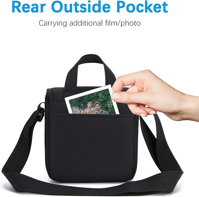 Cwatcun Polaroid Camera Bag, Travel Carrying Camera Shoulder Bag Case, Now I-Type Instant Film, Polaroid 600 Film Camera, Black