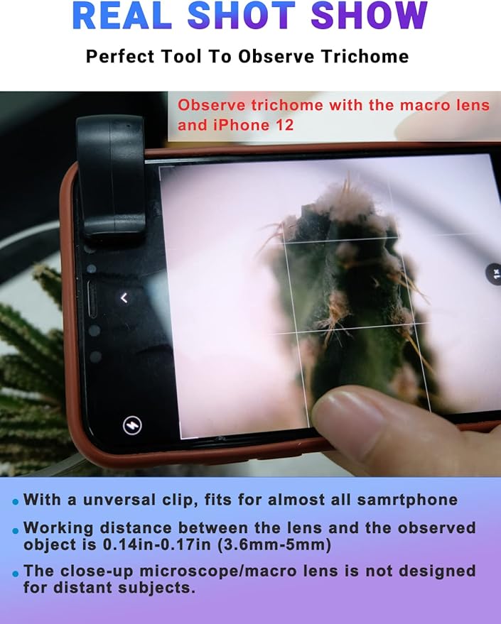 APEXEL Nano Zoom 100x Phone Micro Lens with LED Light for Smartphone - Pocket Microscope & Camera Lens Attachment