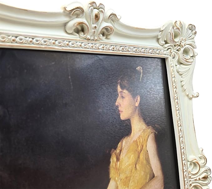 CISOO 8x10 Vintage Picture Frame White Antique Ornate Photo Frame, for Table Top and Wall Display, Decorative Floral Design Retro Home Decor, Photo Gallery Art