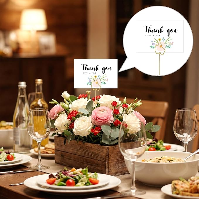 Sibba 4Pcs Card Holder Photo Memo Clip Matchstick Extenders Metal Joints Clips, Multi-Functional Table Place Card Holders for Decoration Clips Christmas Cards Display Party Gathering Wedding Banquet