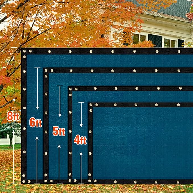iCover 4x12ft Fence Privacy Screen, Heavy Duty Fencing Panels Screens, Outdoor Shade Cloth Mesh Barrier, Reinforced Bindings and Brass Grommets, Cable Zip Ties Included, Blue