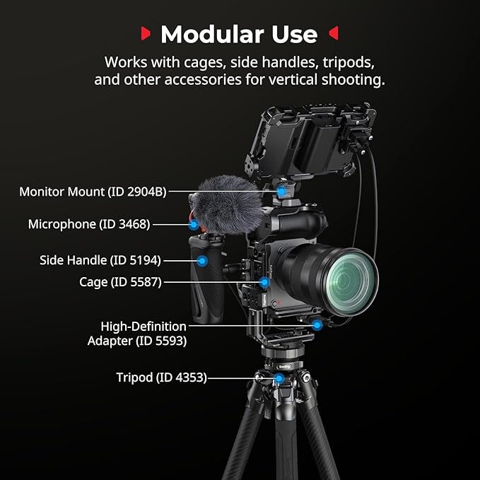 SmallRig Vertical Mount Plate for Cage, Built in 1/4''-20 Thread and Baseplate for Arca-Type, L Bracket Switching Grip for Tripods, for DJI RS 4 Pro/RS 4 Mini/RS 4 / RS 3 Pro / RS3 / RS2-5594