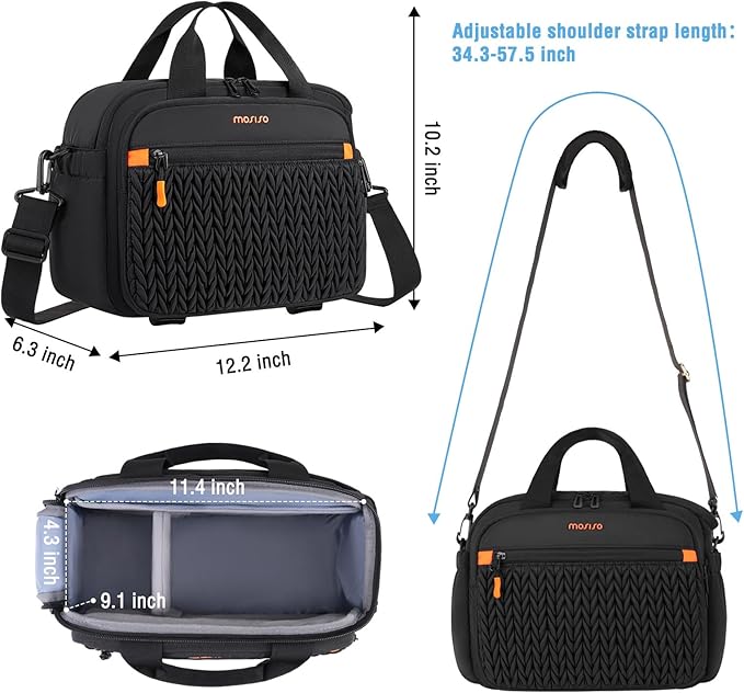 MOSISO Camera Bag for Photographers, Photography Shoulder Bag for DSLR/SLR/Mirrorless Cameras, Wheat Ear Quilted Padded Camera Case with Rain Cover & Bottom Tripod Holder for Canon/Nikon/Sony, Black