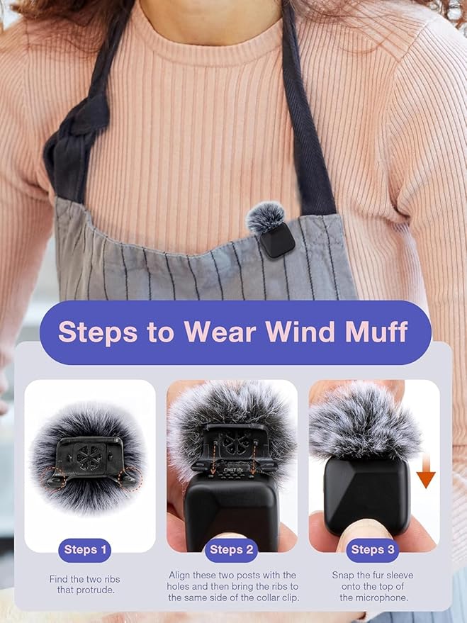 YOUSHARES Microphone Wind Muff Compatible with DJI Mic Mini - 4 Packs Furry Windproof Cover Suitable for DJI MINI 2024 Wireless to Reduce Wind Noise