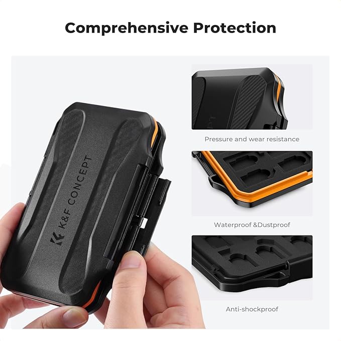 K&F CONCEPT 36 Slots Memory Card Case with 4-in-1 Card Reader, Anti-Shock Card Carrying Storage Case for 24 Micro SD/TF/, 12 SD/SDXC/SDHC Cards