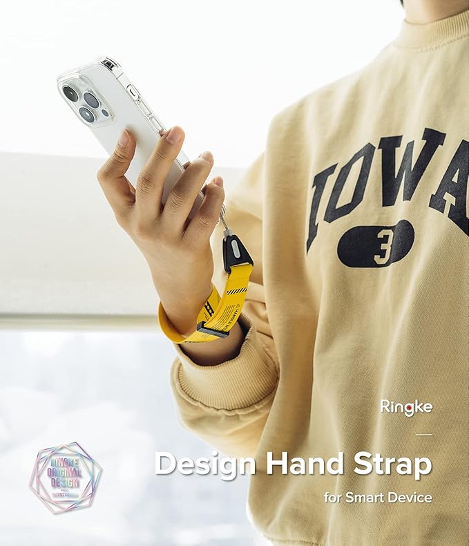 Ringke Hand Strap [Phone Wrist Strap] Designed for Camera Strap and Phone Strap, Adjustable Sturdy Universal Lanyard Compatible with Camera and Phone Case - Danger Yellow