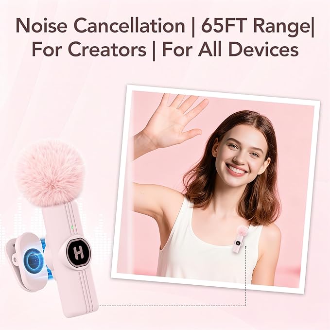 Mini Wireless Lavalier Microphone for iPhone 15 16, iOS and Android Devices - USB C Noise Reduction Lapel Mic for Recording, Clip Omni Lav Mic Microfono for Video Recording, Tiktok, Youtube, Vlog