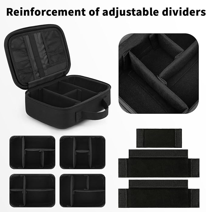ZOMFELT Electronics Organizer Travel Case, Hard EVA Travel Organizer, Shockproof Bag Organizer, Double Layer Cord Organizers, Large Cable Organizers Bag, Tech Organizers for Men, Phone, Cord, Black