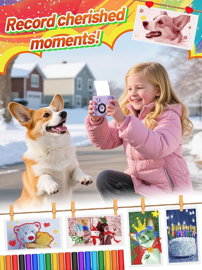 9 Rolls 3-color Kids Camera Paper Roll Refill - Color-Developing Red Green Blue, Thermal Instant Camera Photo Printer for 4 5 6 7 8 9 10 Year Old Girls Boys Birthday Gifts