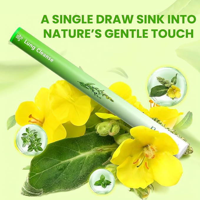 Upgraded Mullein Herbal Diffuser Stick with Mullein, Thyme & Mint Extracts | Lung Detox Diffuser for Cleansing Lungs, Improving Breathing & Oral Air Freshening - 600 Uses - 2 Sticks 1 Pack