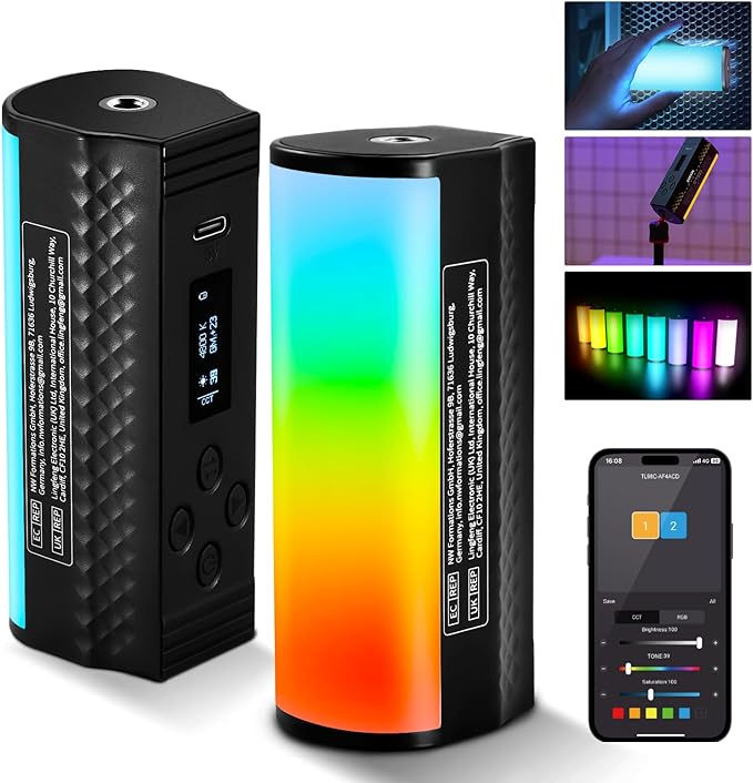 NEEWER Pro Magnetic Handheld Light Wand with APP DMX Control/Custom Effects/Light Group, 360° Full RGB, 2600mAh 2500~10000K Dimmable LED Lighting CRI97 17 Scenes for Video Recording Streaming, TL98C