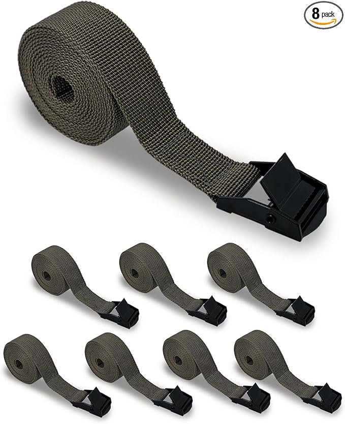 upperosey Trail Camera Straps 8 Packs, Game Cam Mounting Straps w/Durable Alloy Buckle, 6 ft. Long Nylon Utility Strap for Hanging Deer Camera, 25mm Width (Brown)