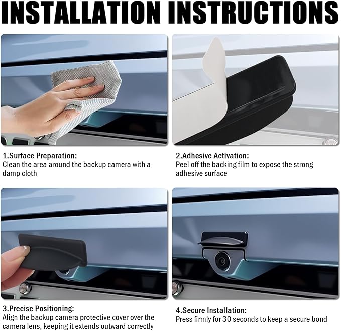 Silicone Car Backup Camera Rain Shield,Self-Adhesive Rear View Backup Camera Cover with Extended Design for Clear Reverse View,Universal Reverse Cameras for Car Rain Cover