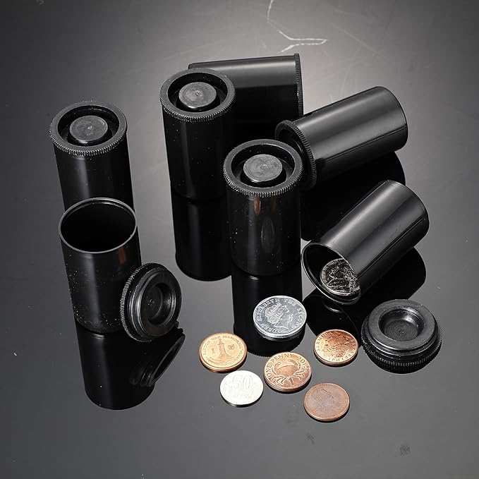 Wenqik 50 Pcs Film Canisters with Caps for Rockets 35 mm Plastic Empty Film Canister Holder Camera Reel Containers for Beads Fish Hook Keys Small Accessories Storage(Black)