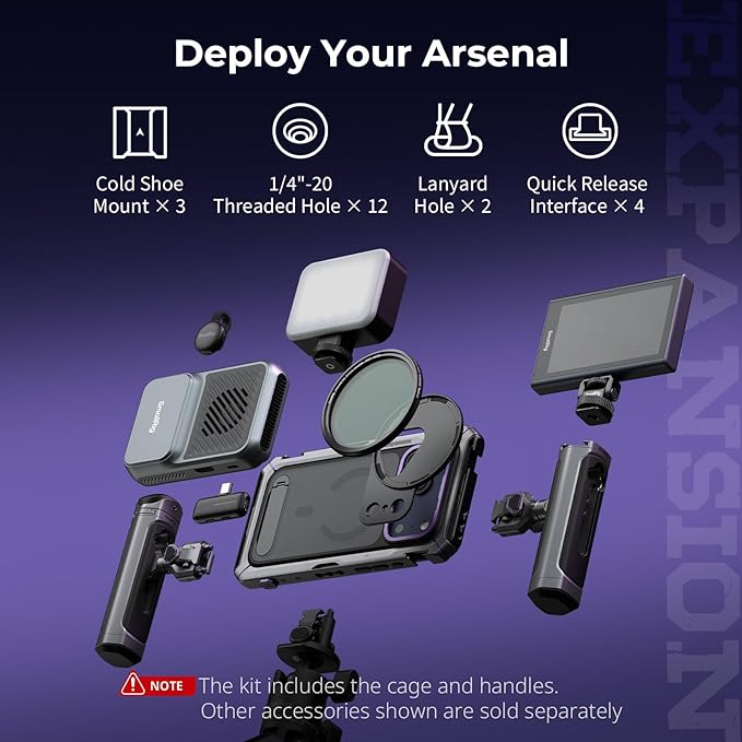 SmallRig Megatron Edition Dual Handheld Video Cage Kit for iPhone 17 Pro Max, Wireless Control Handle, Quick Release, Filmmaking & Live Streaming Kit with Case, Rotatable Handles, Lens Backplate-5584