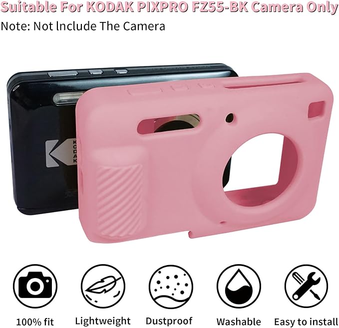 Easy Hood Camera Case for Kodak PIXPRO FZ55, Soft Silicone Cover Anti-Scratch Slim Fit FZ55 DSLR Camera Sleeve Body Skin Travel Protective Case, Pink