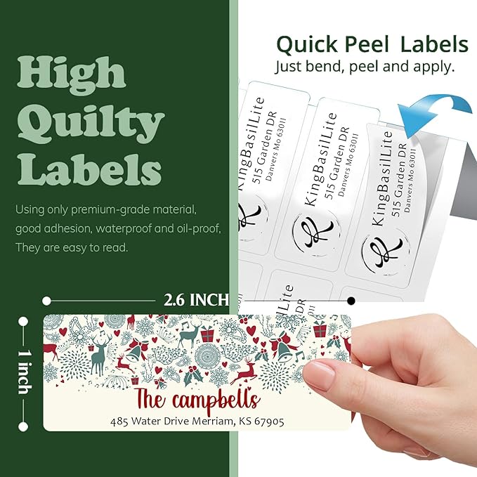 LINMAGCO Personalized Return Address Labels Gold 500 Pcs Mail Labels for Envelopes Weddings Self Adhesive Rectangle Elegant Name Stickers……