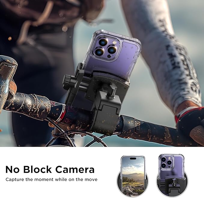 Miracase Bike Phone Holder, [Support Video Recording] Motorcycle Phone Mount, [Quick Lock] Bicycle Phone Mount Handlebar Cell Phone Clamp for Scooter, Friendly Compatible with iPhone Samsung Orange