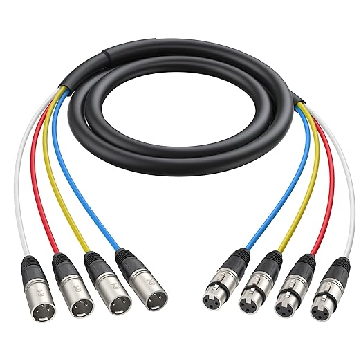Cable Matters 4-Channel XLR Male to Female Snake Cable/Short XLR Snake Cable - 3ft, Professional Audio Connectivity with Shielding and Color-Coded Channels