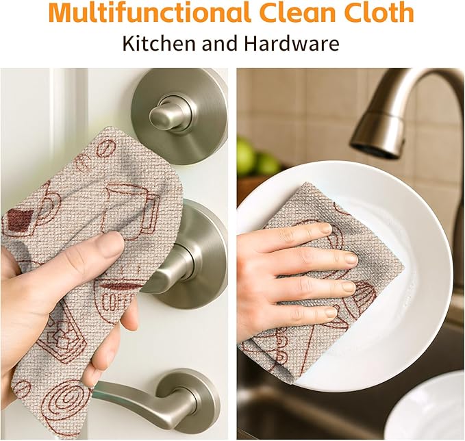 Microfiber Cleaning Cloth Roll, 50-Count Reusable Washable Rags, Absorbent Lint-Free Non-Scratch Streak-Free Tear-Away Barista Towels for Kitchen & Home, Bar & Studio, 12x12 in
