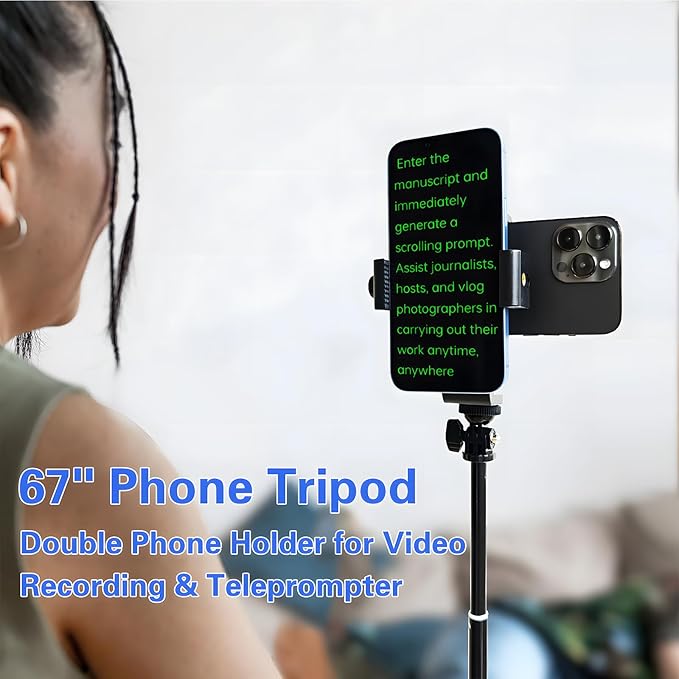 Teleprompter iPhone & Android, Double Phone Holder for Video Recording, Neewer Teleprompter Kit, The Collapsing Design Allows for Easy Storage and Transport (67" Floor-Standing)