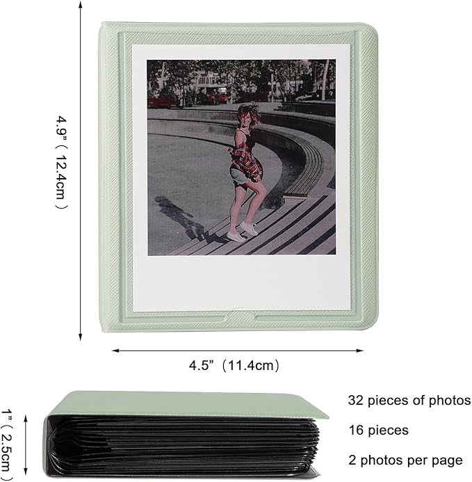 iFreak Polaroid Photo Album Book Fits For Fujifilm Instax Wide Square Picture Album, Holds Square Instant Square SQ1 SQ6 SQ10 SQ20 Camera Film Polaroid 600 i Type 3.5x4.25 inch Film (Mint Green)