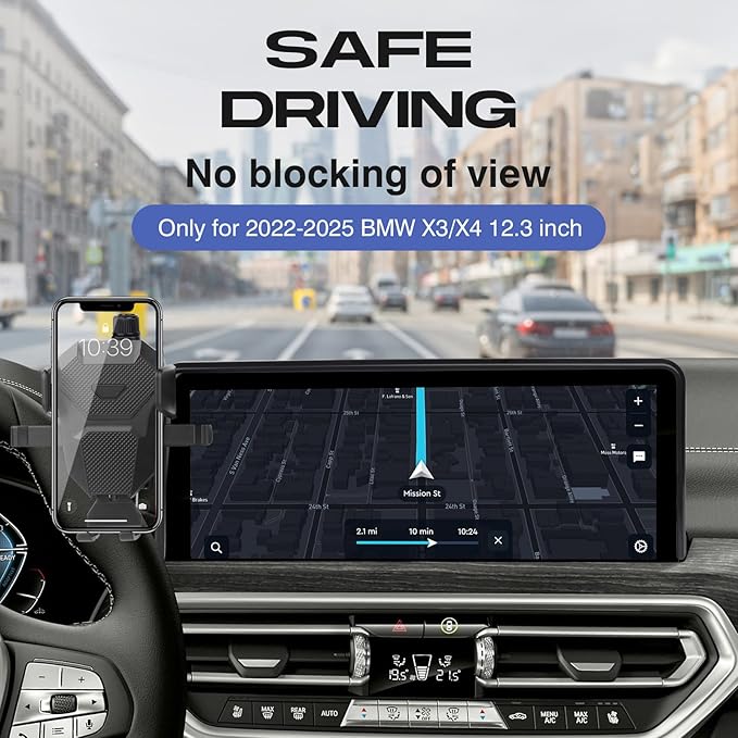 Car Phone Holder for 2022-2025 BMW X3/X4 Accessories,Adjustable GPS X3 Phone Mount ONLY for 12.3-inch Screen,Hands-Free Ultra Stable X4 Air Vent Phone Stand