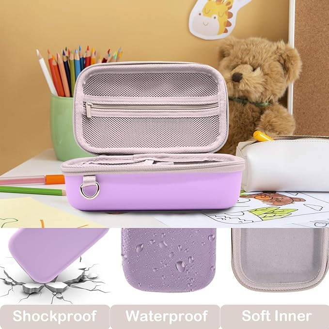 Instant Print Film Camera Case for Kid Cameras & Digital Video Camera, Hard Storage Holder Organizer Bag Compatible with ESOXOFFORE/Dylanto/Anchioo/MINIBEAR and More (Purple)