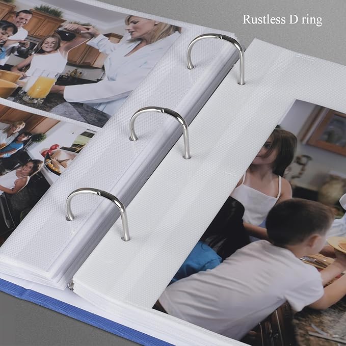 1DOT2 Photo Album 4x6 Photos Hold 200 or 5x7 Pictures Hold 100, 3 Ring Binder Photo Albums Linen Cover with 6-Tab Index Dividers Photo Book Acid Free Albums 4x6 5x7 for Family Wedding Baby (Blue)