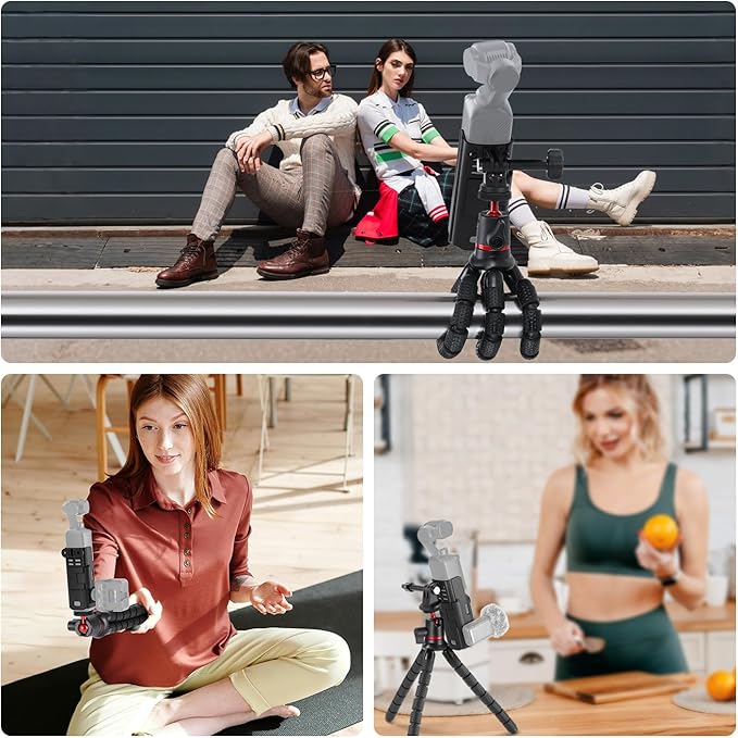 NEEWER Basics Tripod & Extension Adapter Compatible with DJI Osmo Pocket 3, 4 in 1 Mountaineering Kit, Mini Flexible Tripod/Expansion Cage Frame/Mount Adapter for Vlogging, GP-66